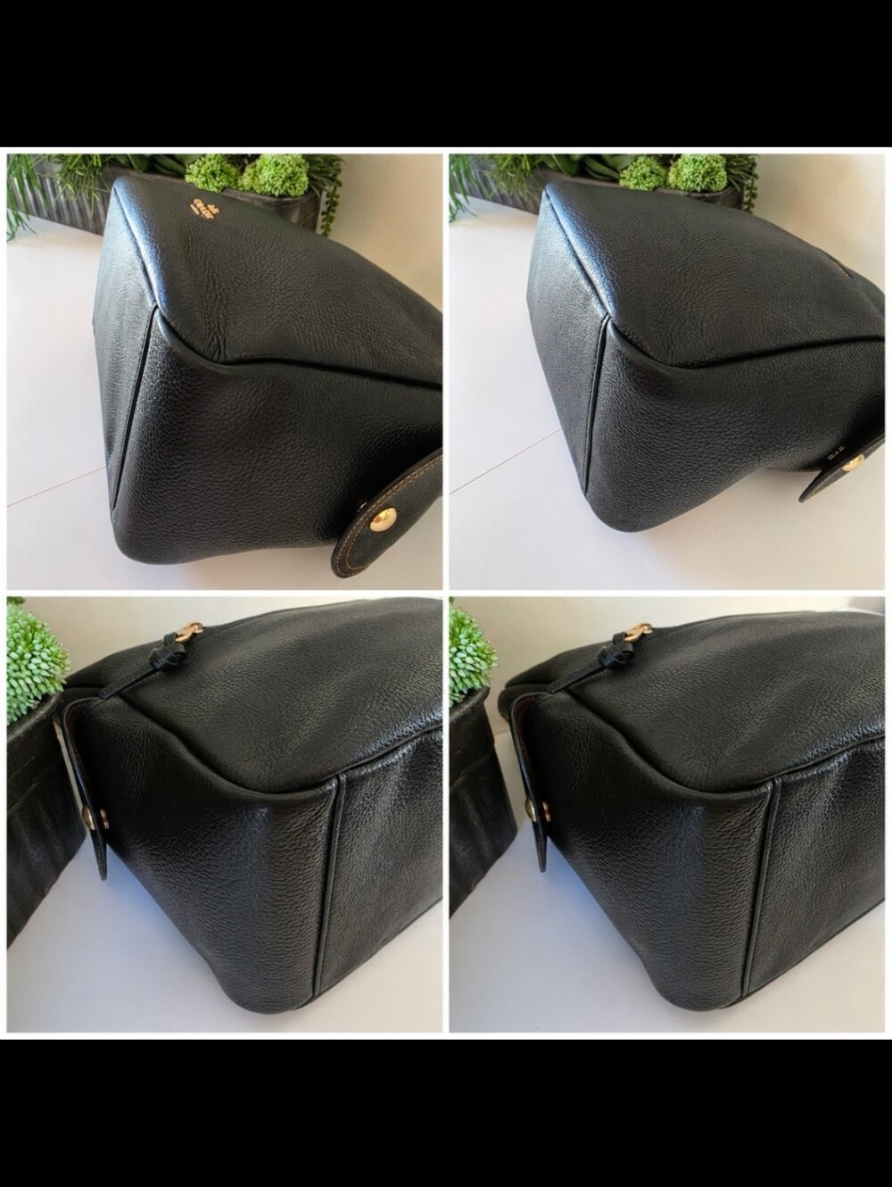 Coach Pennie Hobo Shoulder Bag Black Pebbled Leather Gold Tone C Mini Charm - Picture 9 of 13